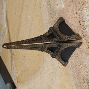 Vintage Paris french Eiffel Tower resin bookends black and gold 8 tall x 4 1/2"